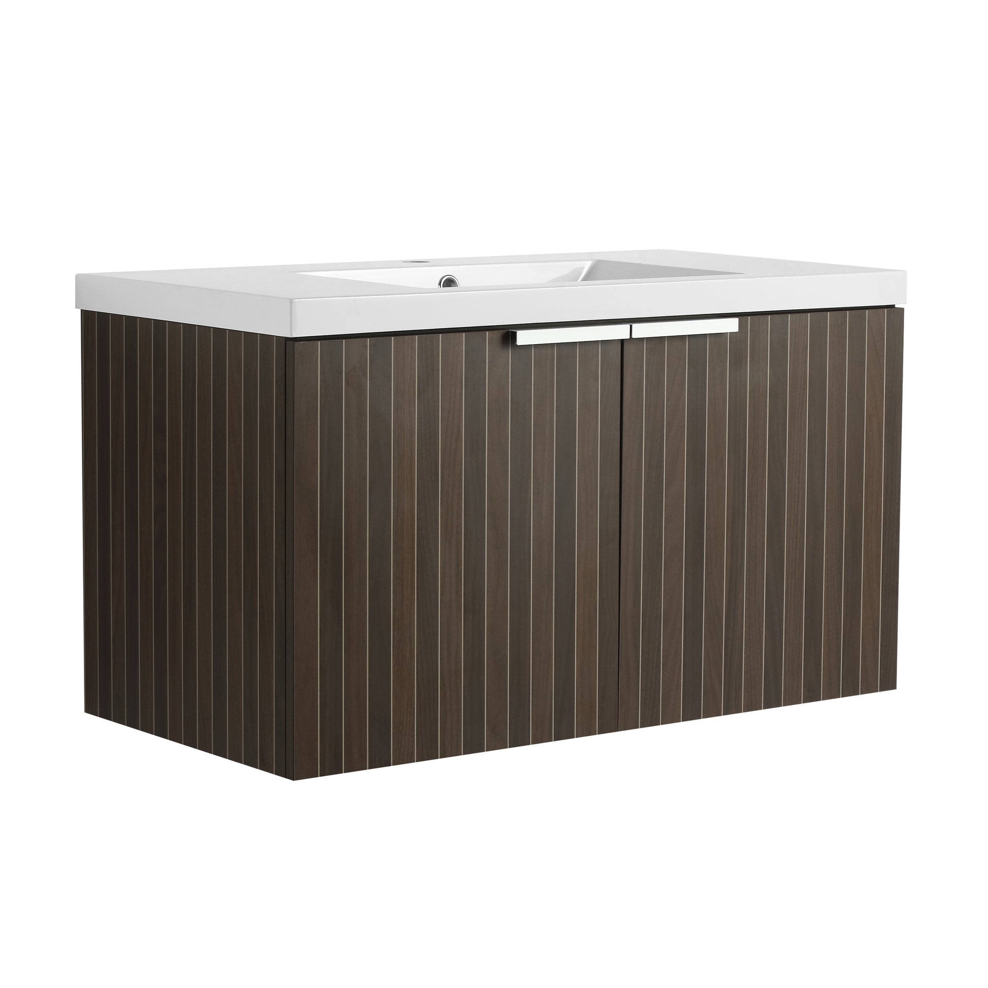 82 Inch Soft Close Doors Bathroom Vanity With Sink, A Small Storage Shelves, 36" And 12" Combination Cabinet, Kd Packing Silver Brown Stripe Bathroom Modern Plywood