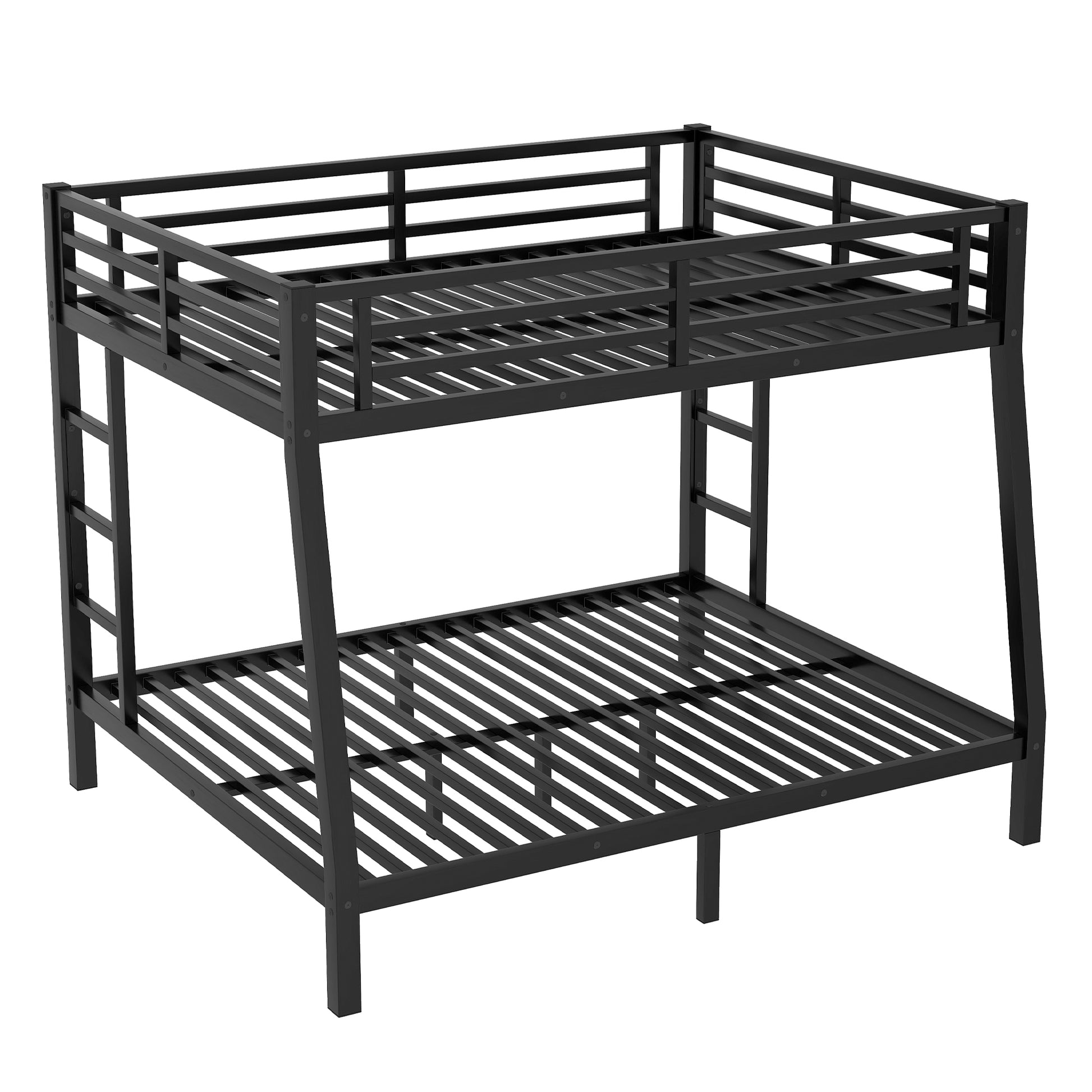 Metal Full Xl Over Queen Bunk Bed For Teens And Adults,Space Saving Noise Reduced No Box Spring Needed,Black Full Xl Black Metal