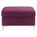 Burdy Rectangle Ottoman Burgundy Primary Living Space Solid Luxury Pine Rectangle Fabric Metal