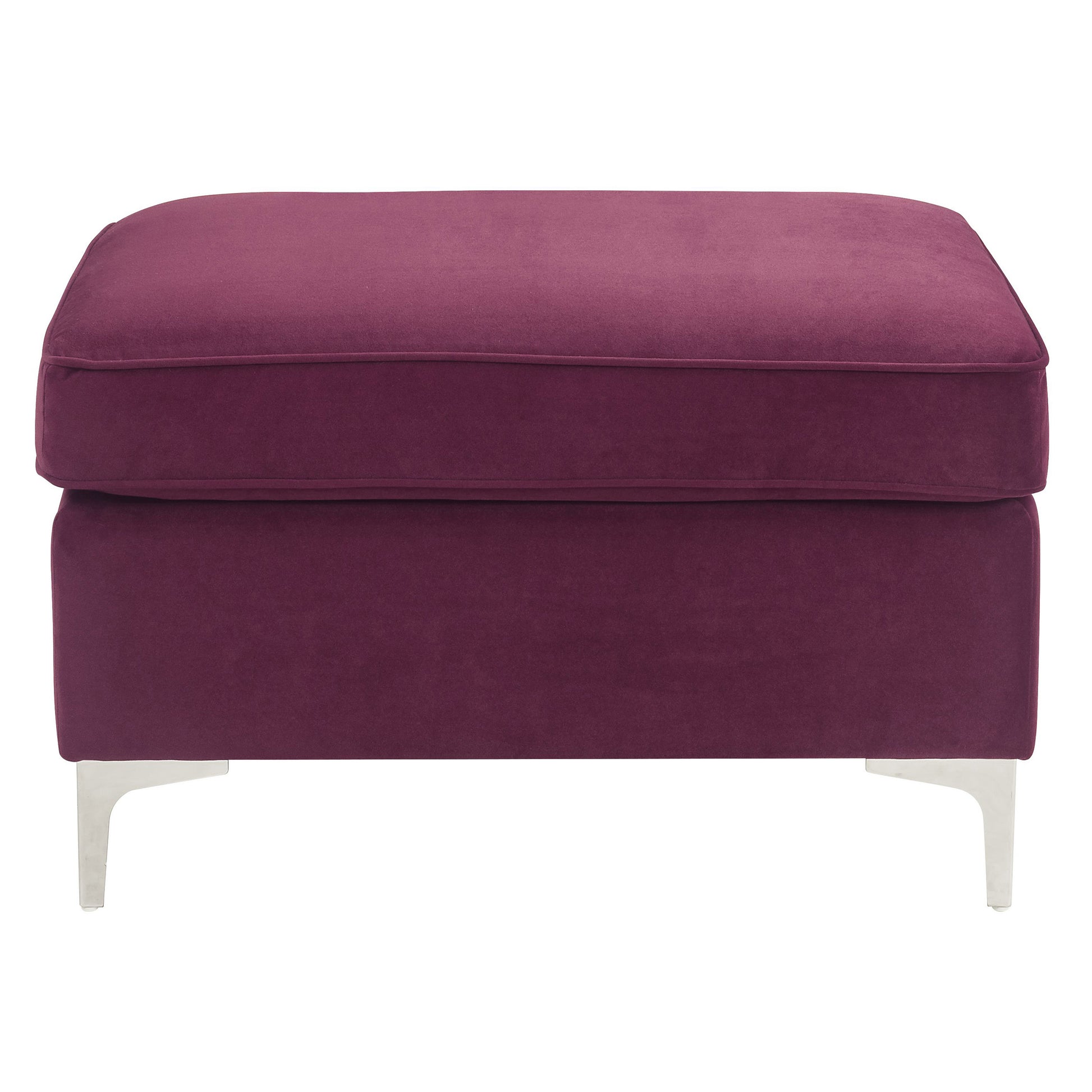 Burdy Rectangle Ottoman Burgundy Primary Living Space Solid Luxury Pine Rectangle Fabric Metal