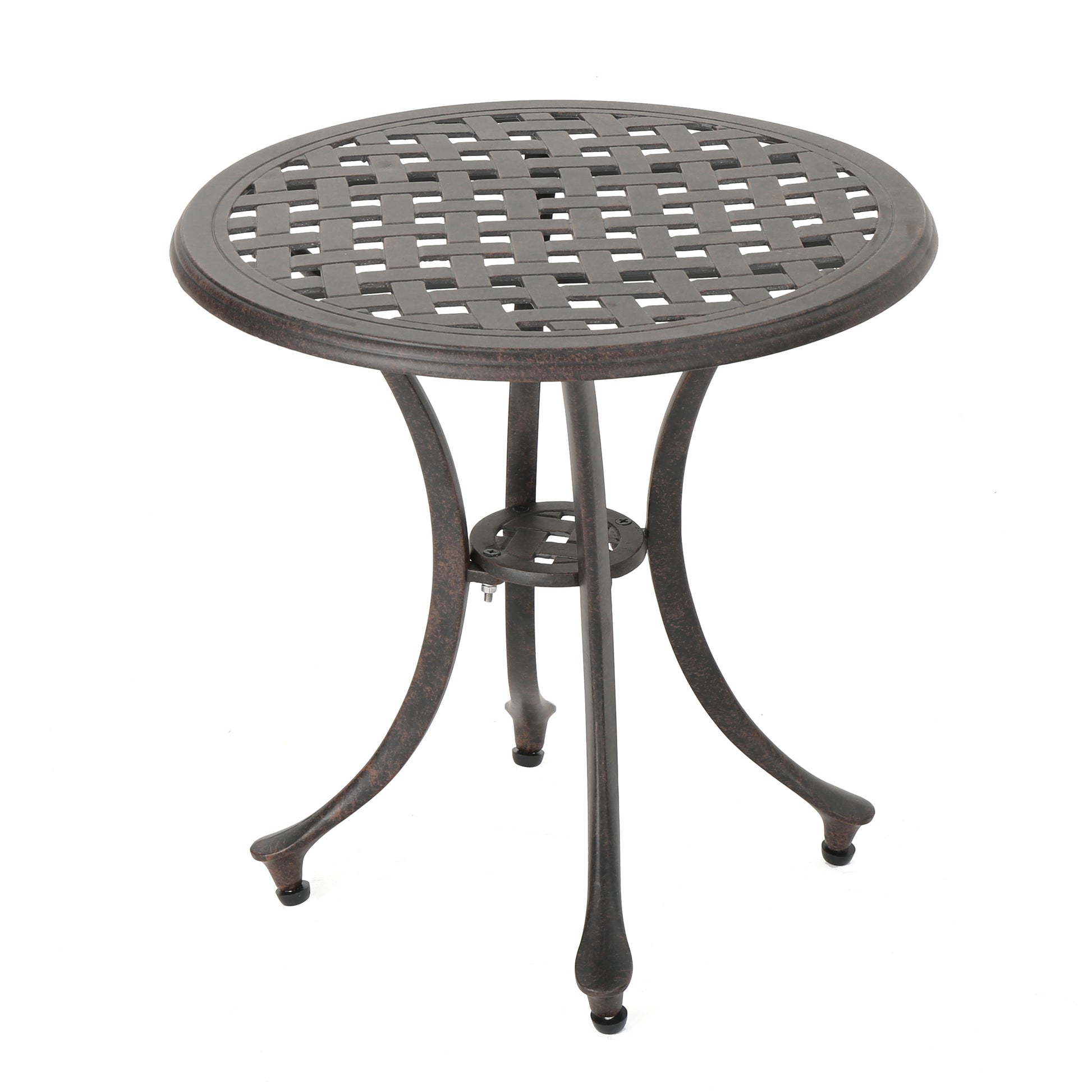 Outdoor 19" Cast Aluminum Side Table Bronze Aluminium