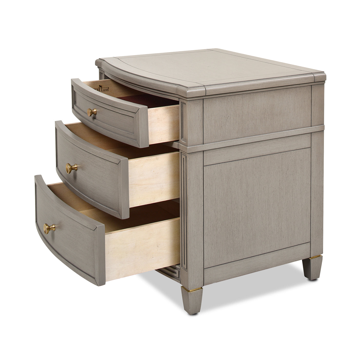 Dauphin 3 Drawer Accent End Table, Merino White Wood White Solid Wood Mdf Solid Wood Mdf