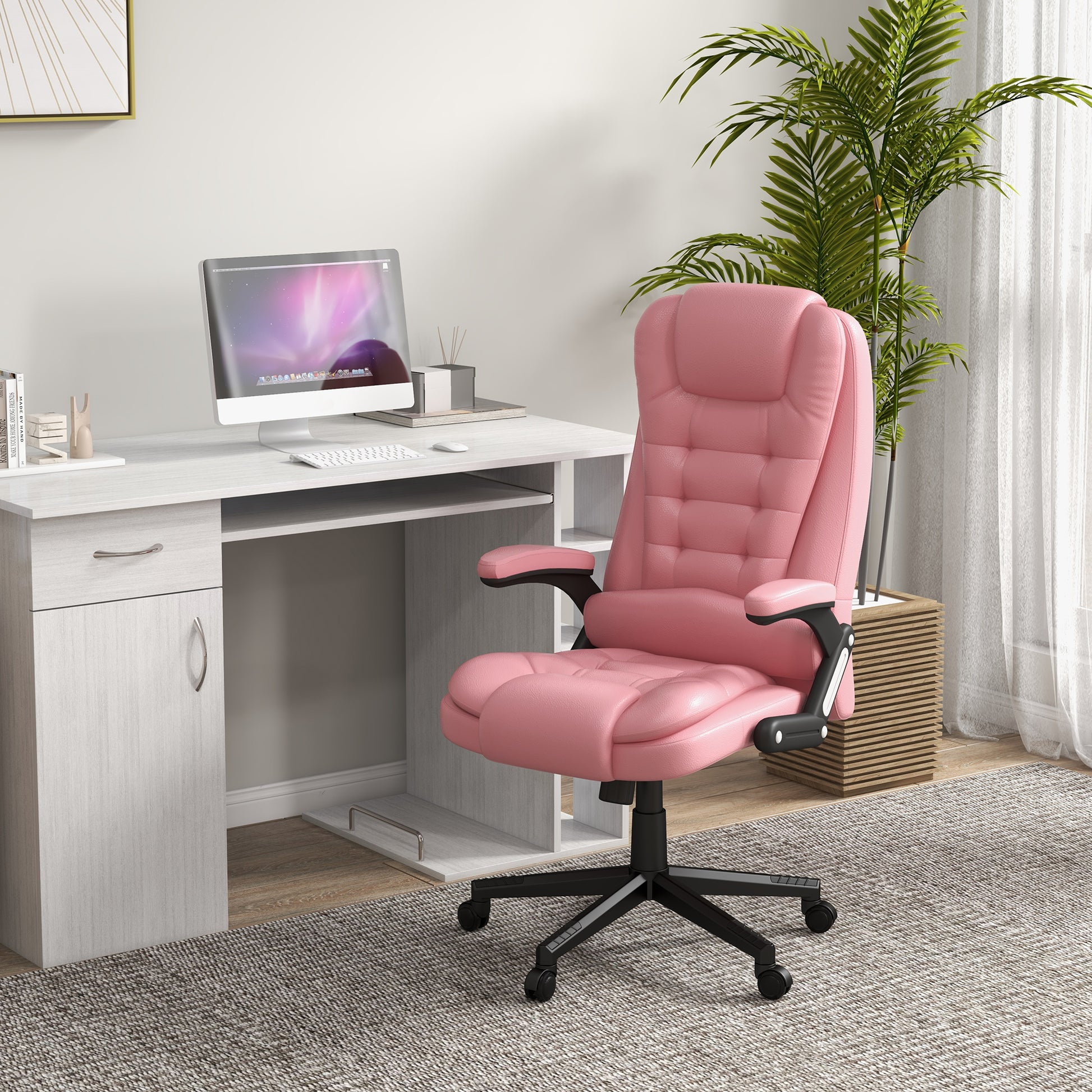 Pink Reclining Office Chair Homcom Executive Office Chair