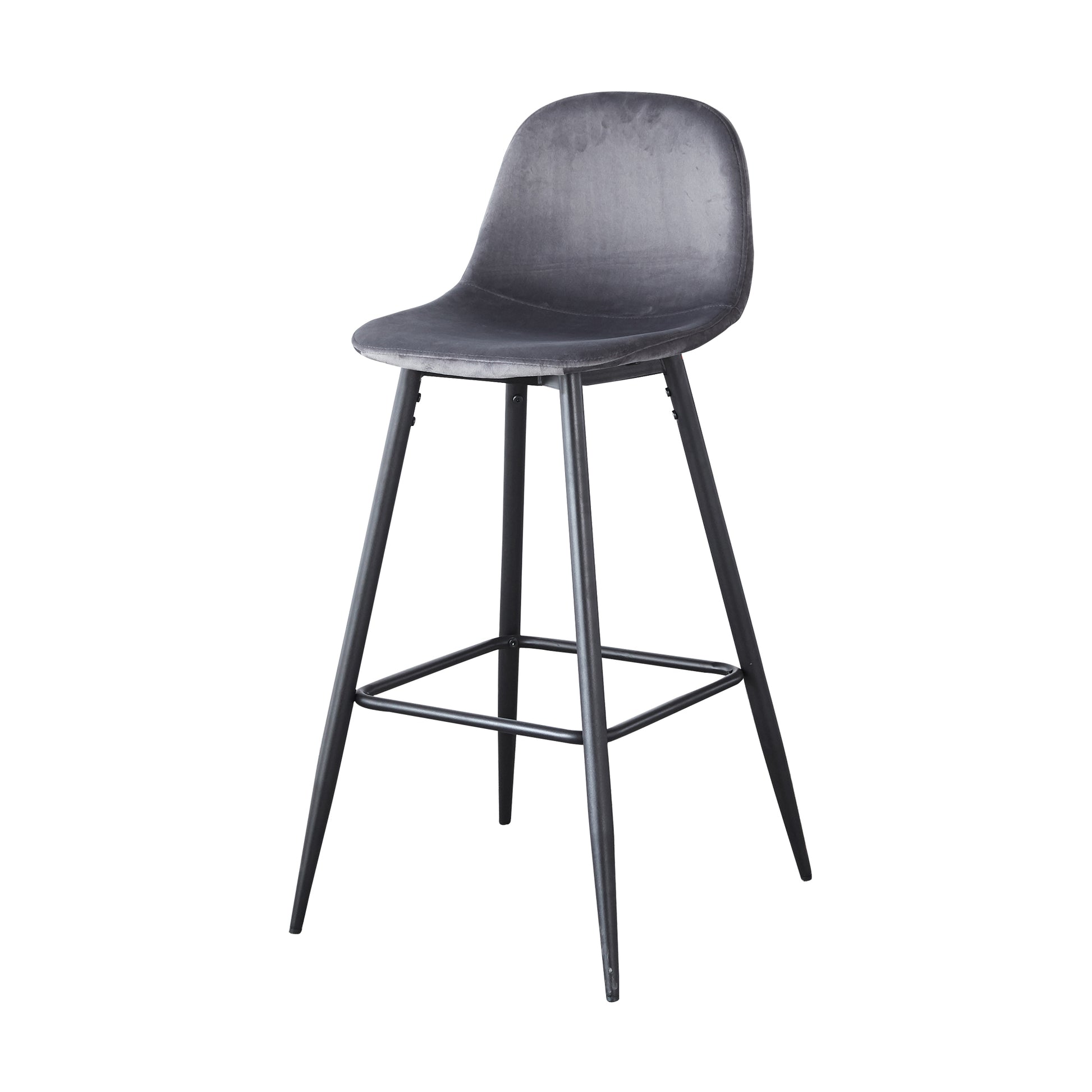 Bar Stools Set Of 2, 30 Inches Velvet Barstool Modern Counter Bar Height Chair With Back, Sturdy Metal Legs & Footrests, Easy Assembly, Island Stool For Kitchen Bar Dark Grey Velvet