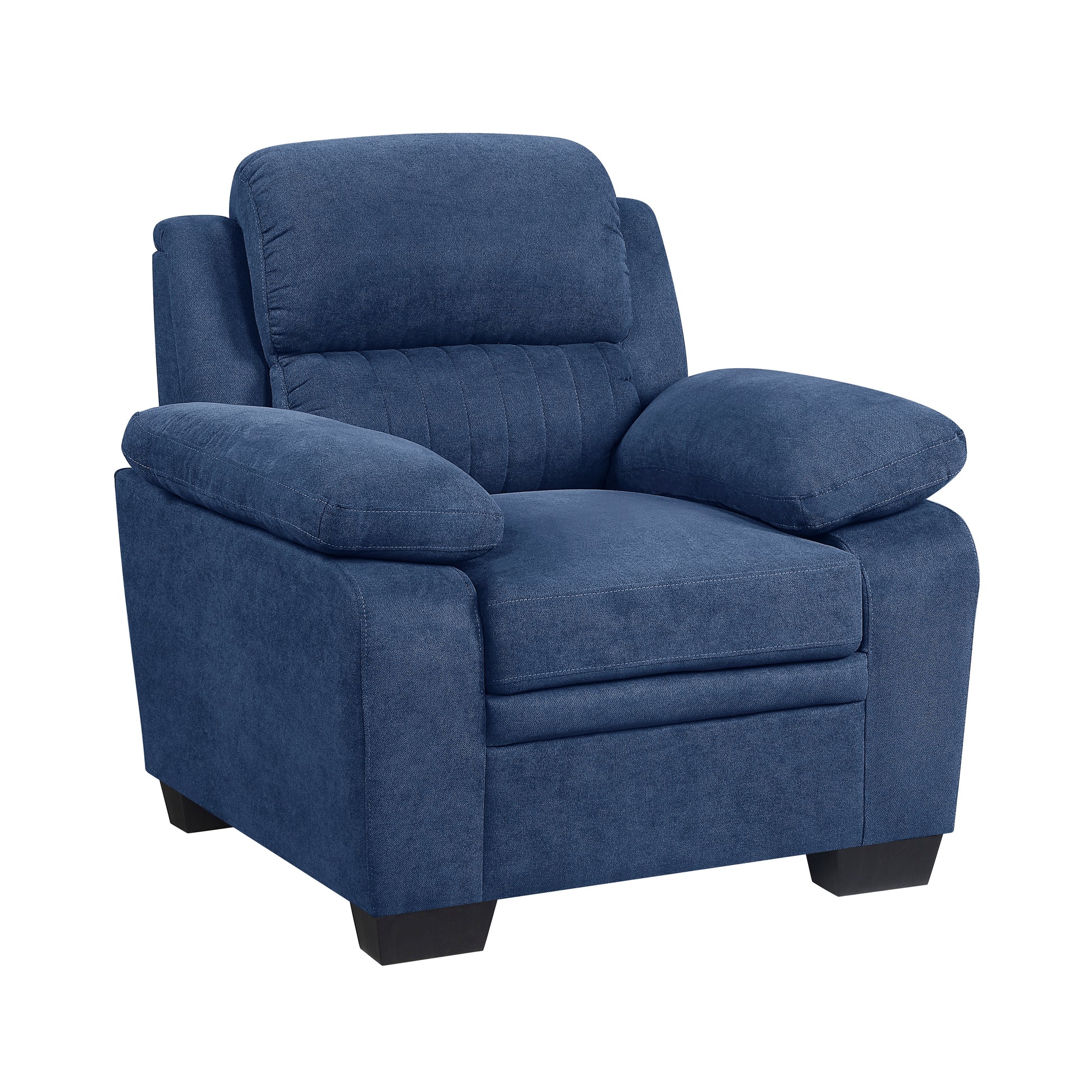 Plush Seating Chair 1Pc Blue Textured Fabric Channel Tufting Solid Wood Frame Modern Living Room Furniture Blue Primary Living Space Contemporary Solid Wood 1 Seat