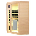 Low Emf Front Door With Heating Panel Two Persons Hemlock Far Infrared Corner Indoor Sauna Room Natural Wood Solid Wood