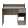 Manaos Writing Computer Deskmultiple Shelves, One Drawer Grey Computer Desk Office Modern Freestanding Rectangular Shelves Desk Rectangular Particle Board Engineered Wood