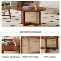A Natural And Elegant Deep Red Wooden Coffee Table With Artificial Rattan Decorations, Perfect For A Fashionable Living Room And Comfortable Tea Drinking Time Red Wood