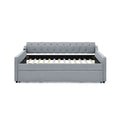 Full Size Upholstery Daybed With Twin Size Erectable Trundle And Usb Charging Design, Linen Grey Box Spring Not Required Full Grey Linen Linen