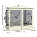 Outsunny Pop Up Camping Canopy Gazebo Screen Shelter Tent With Single Person Easy Set Up, Ventilating Mesh, Portable Carry Bag For Outdoor Camping Party Event, 7X7Ft, Beige Beige Polyester