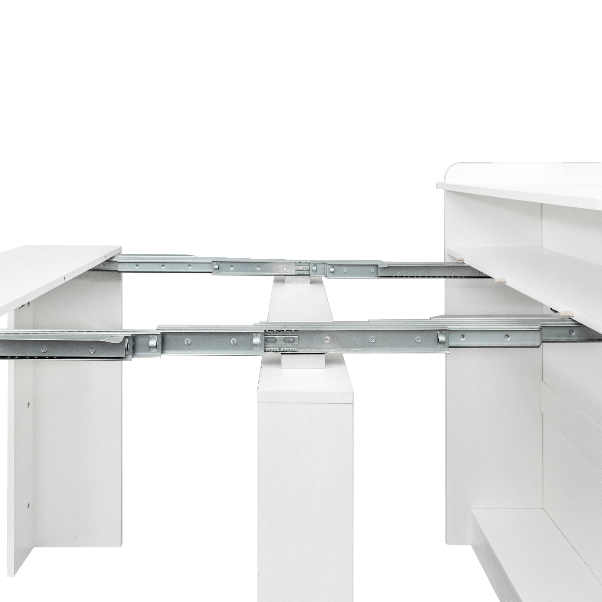 Modern Extendable Dining Table With Storage White Mdf