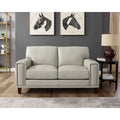 Jensen Leather Loveseat Fog Gray Down Filling Genuine Leather