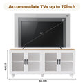 Farmhouse Tv Stand With Tempered Glass Doors For Tvs Up To 70