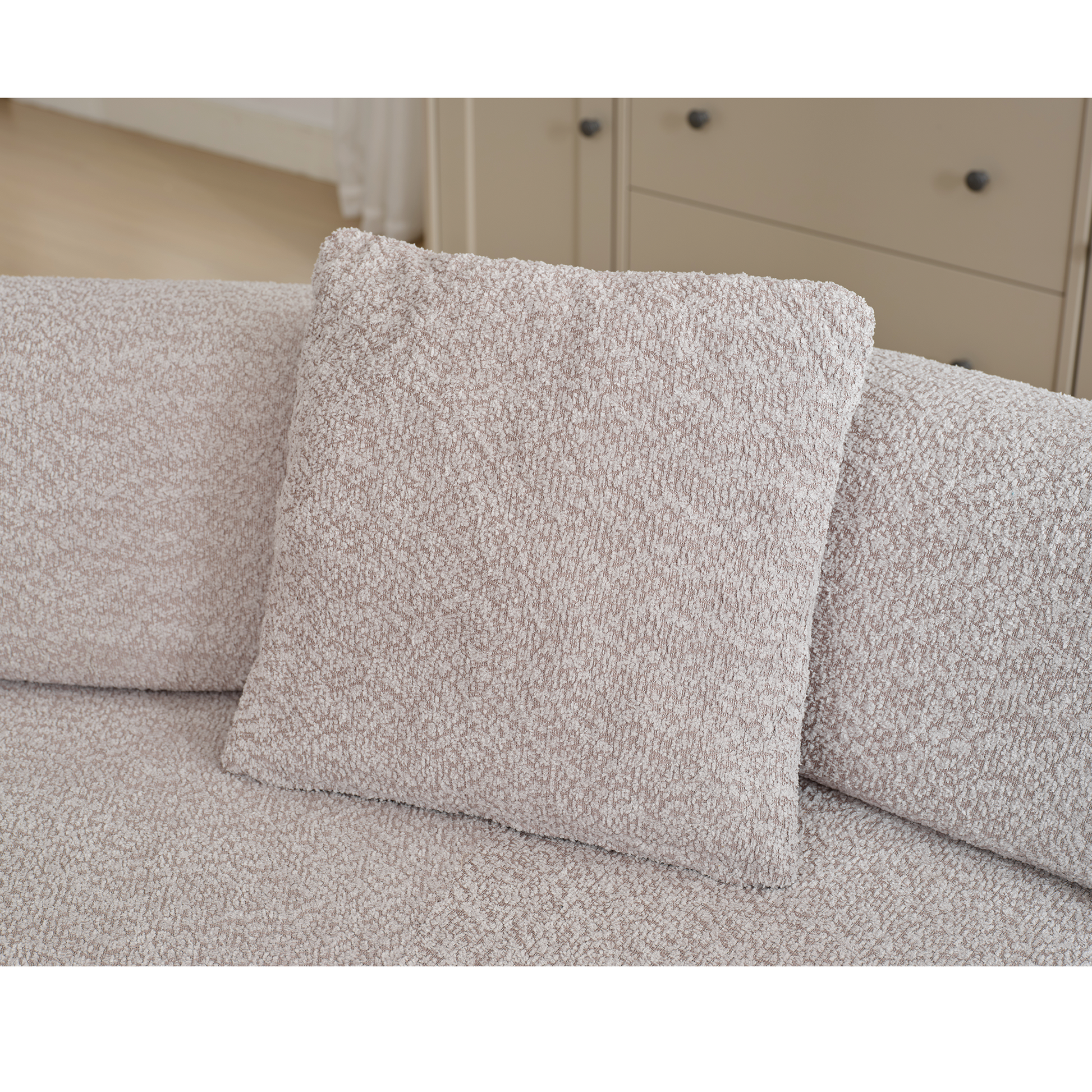 Arrived Modern Minimalist 140" L Shape Couch ,No Assembly Required,Boucle,Modular Sofa ,Couch With Chaise,Free Combination Foam Filled Sofa, 4 Seats, Gray Gray Polyester Primary Living Space Soft Modern Foam Polyester 4 Seat