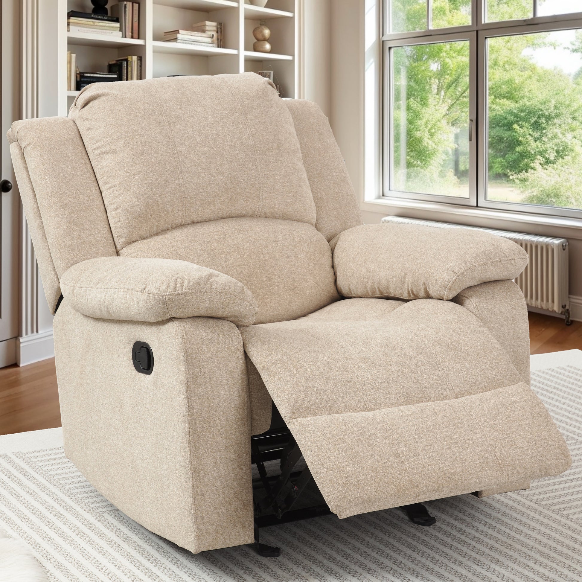 Tate Sand Microfiber Glider Recliner Sand Foam Microfiber