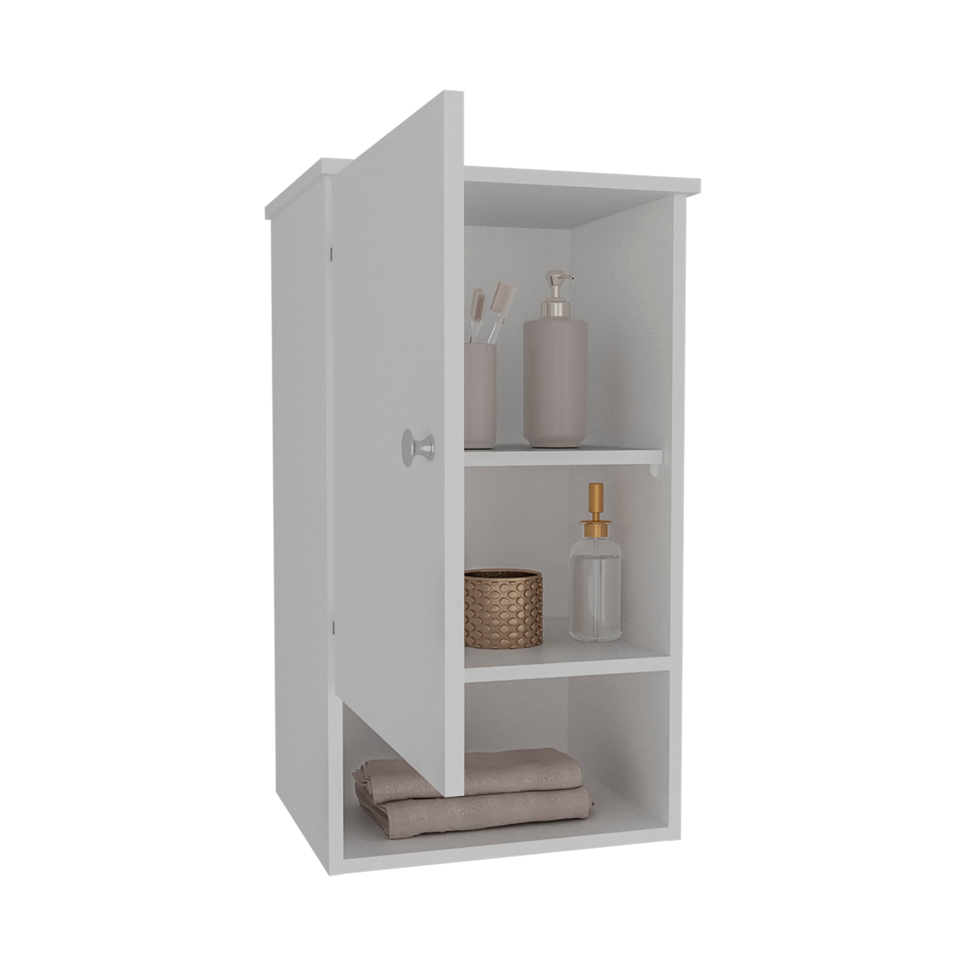 Bathbi 28" Tall Medicine Cabinet With Two Interior Shelves And One Open Shelf White 1 3 Bathroom Wall Mounted Modern Particle Board