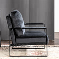Classic Mid Century Modern Accent Chair With Durable Square Metal Frame, Armchair For Living Room, Bedroom, Home Office In Plush Velvet Upholstery, Black Black Velvet