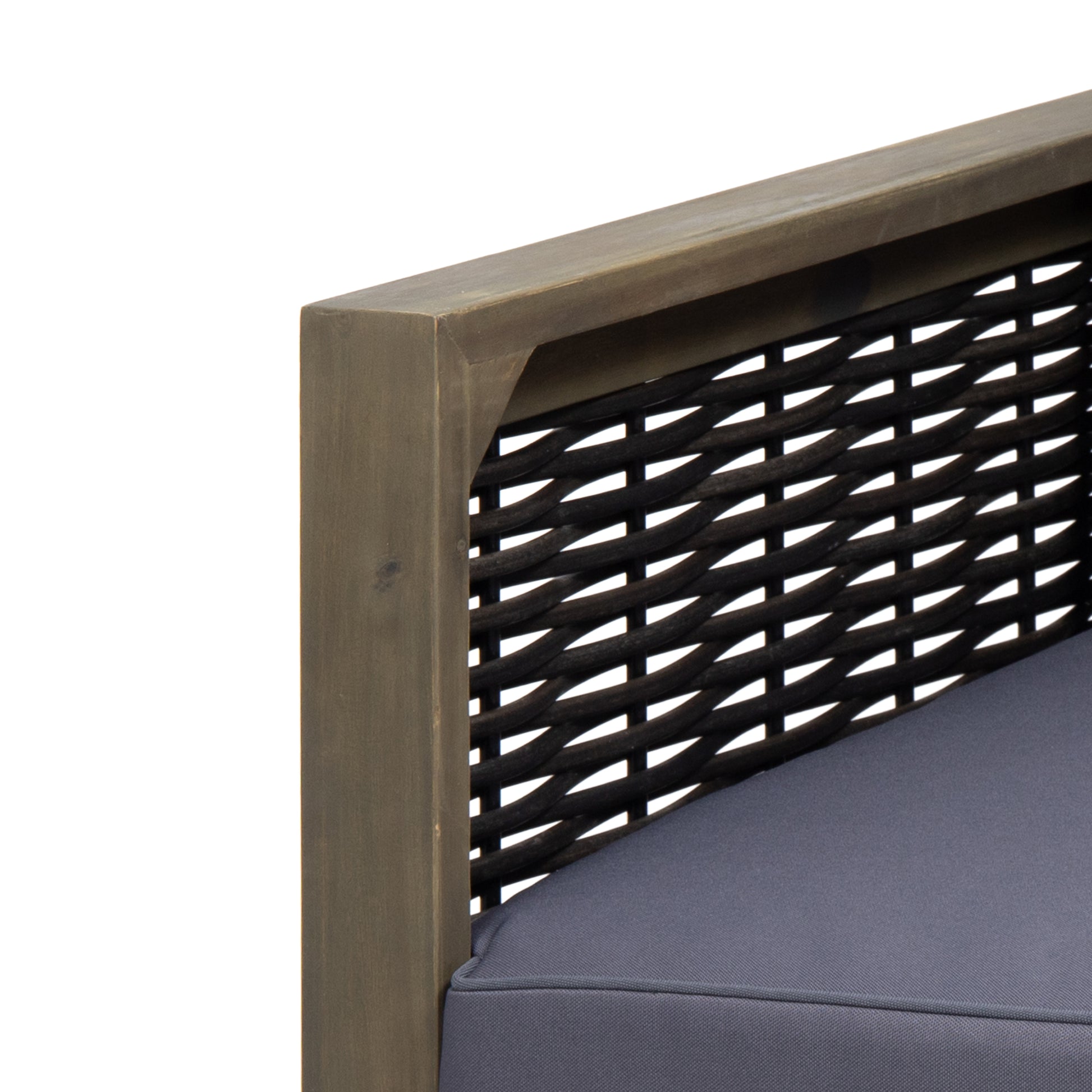 Set Of 2, Outdoor Acacia Wood Club Chair With Wicker Accents, Gray Mixed Gray Brown, 30.25"D X 27.5"W X 23.75"H Gray Acacia Wood