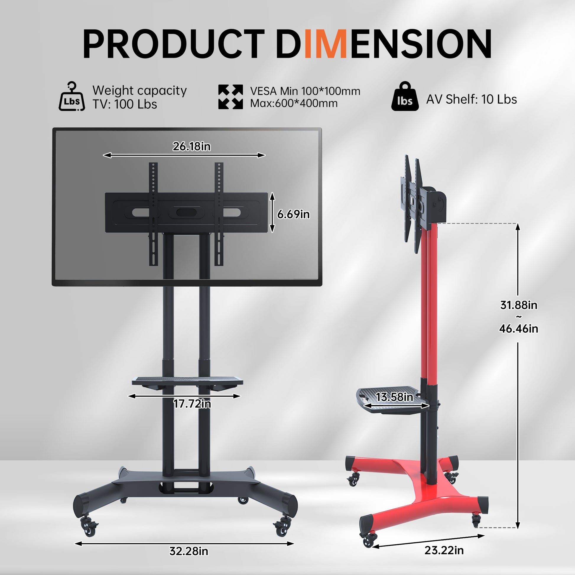 Fanco Universal Swivel Tv Stand For 32 80 Inch Tvs, Height Adjustable Table Top Tv Stand Mount With Tilt, Max Vesa 600X400Mm Red Red 70 79 Inches Iron