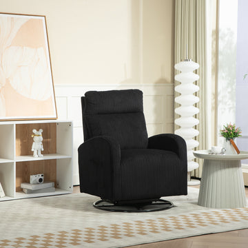 Jiada Upholstered Swivel Glider.Flannel Fabric.Rocking Chair For Nursery In Black.Modern Style One Left Bag Black Primary Living Space Foam Corduroy