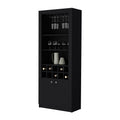 Cr Bar Cabinet, With Wine Storage And Thre Shelves Freestanding 5 Or More Spaces Black Primary Living Space Open Storage Space Contemporary,Modern Pine Particle Board Engineered Wood