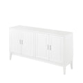 4 Door Sideboard Storage Cabinet With Door Shelf For Living Room And Dining Room, Two Large Cabinets With Adjustable Shelf, White White Rubberwood Solid Wood Mdf