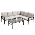 Grand Patio 4 Piece Patio Furniture Set, All Weather Outdoor Conversation Set Sectional Sofa With Water Resistant Beige Thick Cushions And Coffee Table Beige Cotton Steel