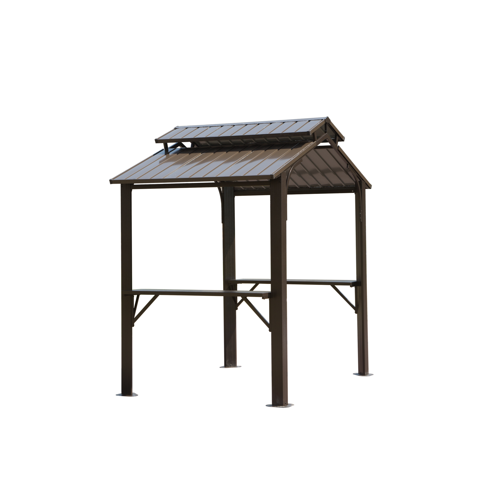 barbecue tent 8 5Ft Hardtop Grill Gazebo, Outdoor Bbq Gazebo W Galvanized Steel Double Roof, Permanent Sun Shade Grill Canopy Shelter With 2 Side Shelves And