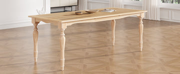 Vintage Traditional 82.7Inch Extendable Dining Table With 23.6Inch Removable Leaf, Natural Natural Seats 8 Dining Room Traditional Rubberwood Rectangular Rubber Wood