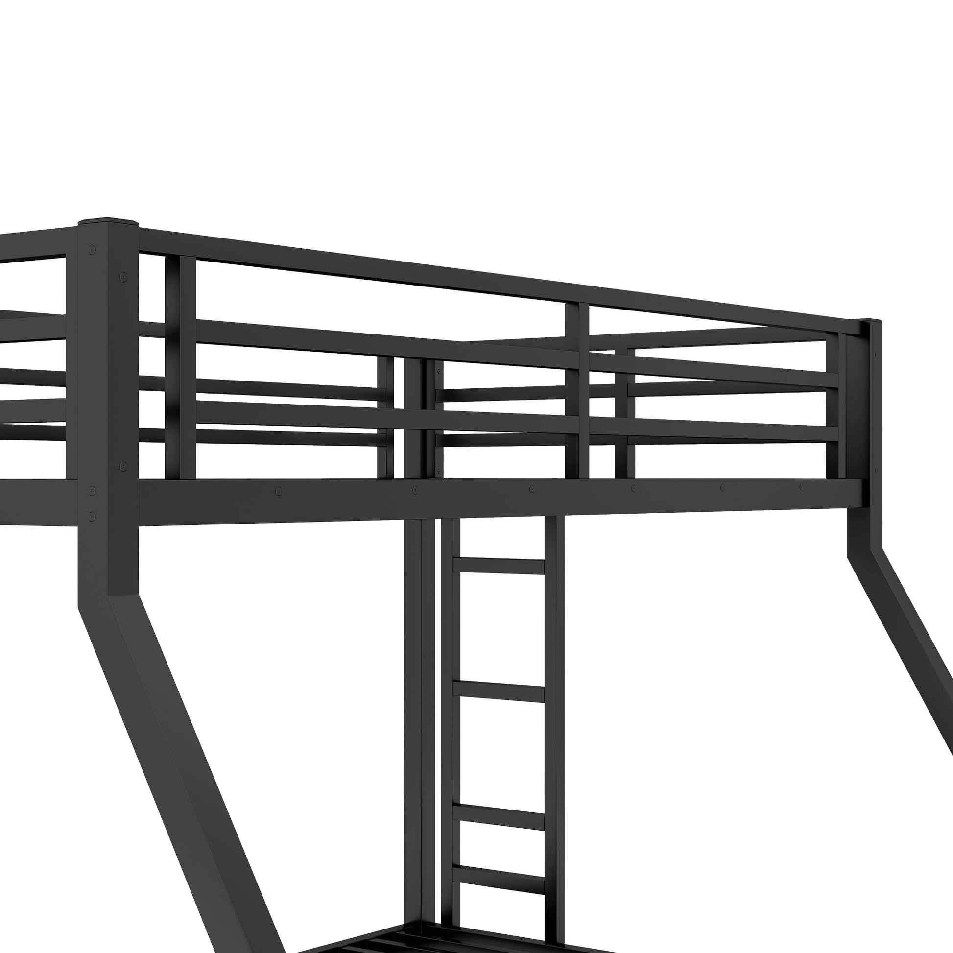 Metal Full Xl Over Queen Bunk Bed For Teens And Adults, Noise Reduced No Box Spring Needed, Black Full Xl Black Metal