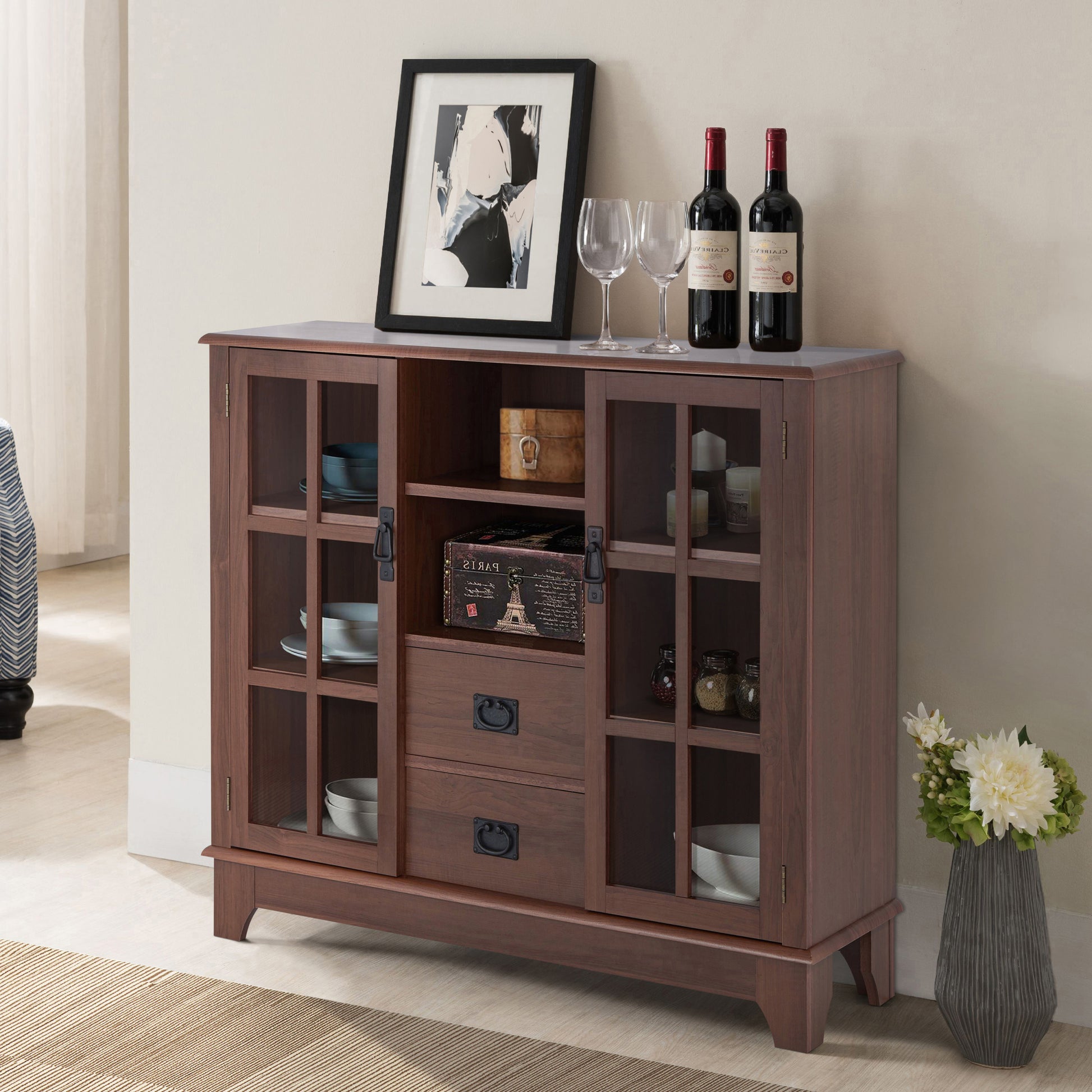 Walnut 2 Door Server With 2 Drawers - Walnut