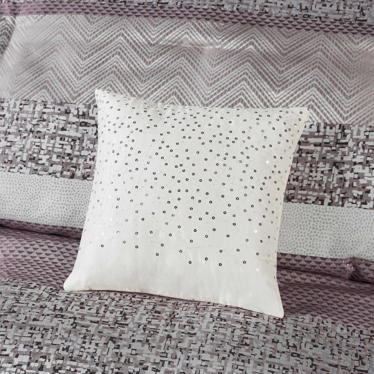 7 Piece Jacquard Comforter Set Purple Queen Queen Purple Polyester