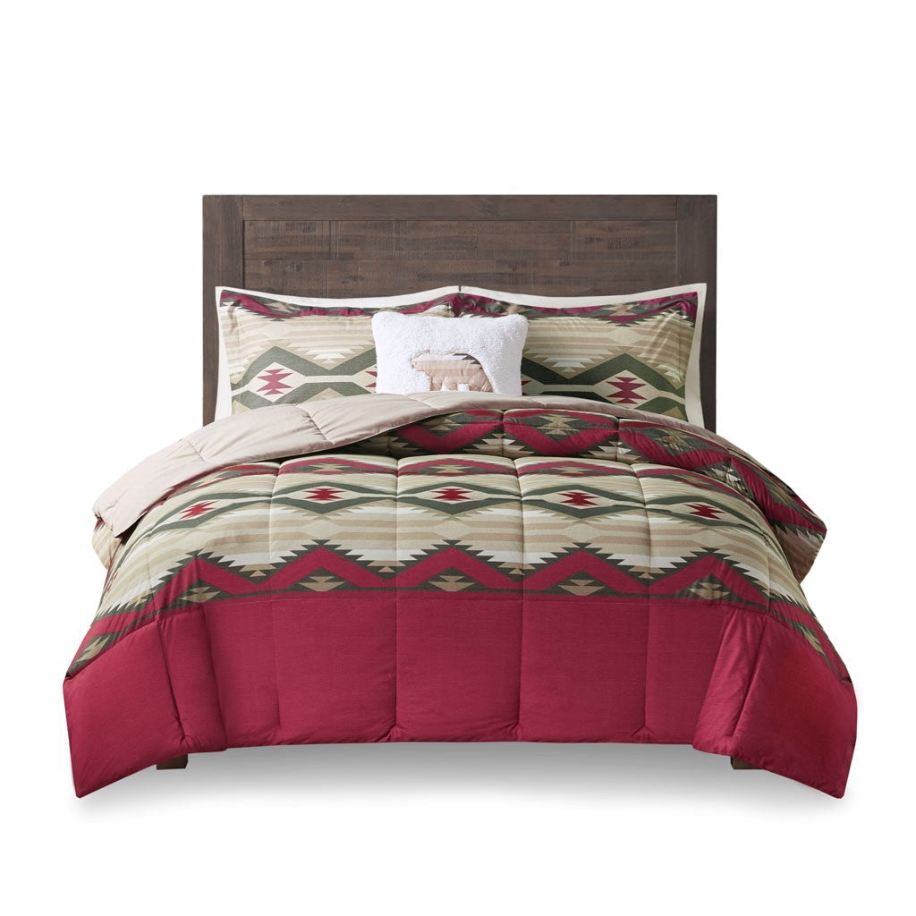 Down Alternative Comforter Set With Throw Pillow Queen Multicolor Polyester