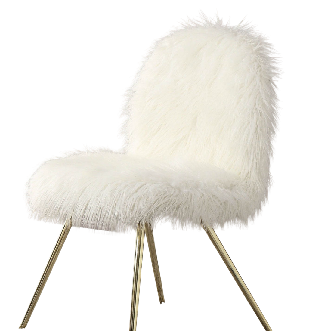 Contemporary Glam White Gold Fabric Faux Fur 1Pc Accent Chair Upholstery Living Room Chair White Gold Primary Living Space Classic,Contemporary Solid Wood