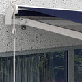 Outsunny 10' X 8' Electric Awning, Retractable Awning, Uv Protection Sun Shade Shelter With Remote Controller And Manual Crank Handle For Deck, Balcony, Yard, Dark Blue Blue Aluminum