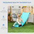 Outsunny 3 In 1 Wooden Swing Set Outdoor Playset With Baby Swing Seat, Toddler Slide, Captain'S Wheel, Telescope, Kids Backyard Playground Equipment, Ages 1.5 4 Natural Wood Hdpe