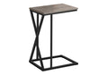 Accent Table, C Shaped, End, Side, Snack, Living Room, Bedroom, Brown Laminate, Black Metal, Contemporary, Modern Taupe Mdf