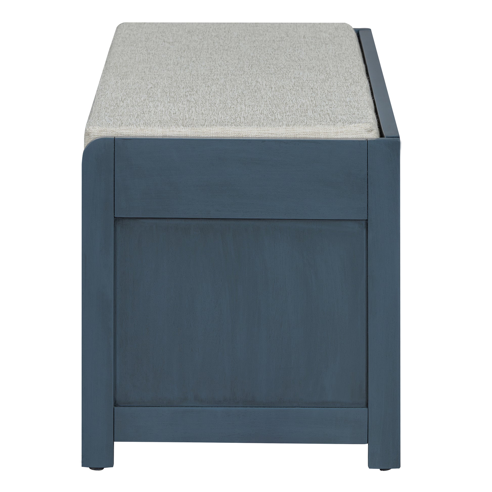 Distressed Shutter Storage Bench With Acacia Veneer For Retro Charm For Living Room, Entryway Navy Navy Mdf