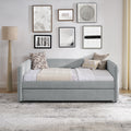 Daybed With Trundle Upholstered Tufted Sofa Bed, Full Size, Boucle Fabric, Grey 83