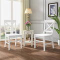 Roshan Farmhouse Acacia Wood Dining Chairs, White Set Of 2 White Acacia Wood