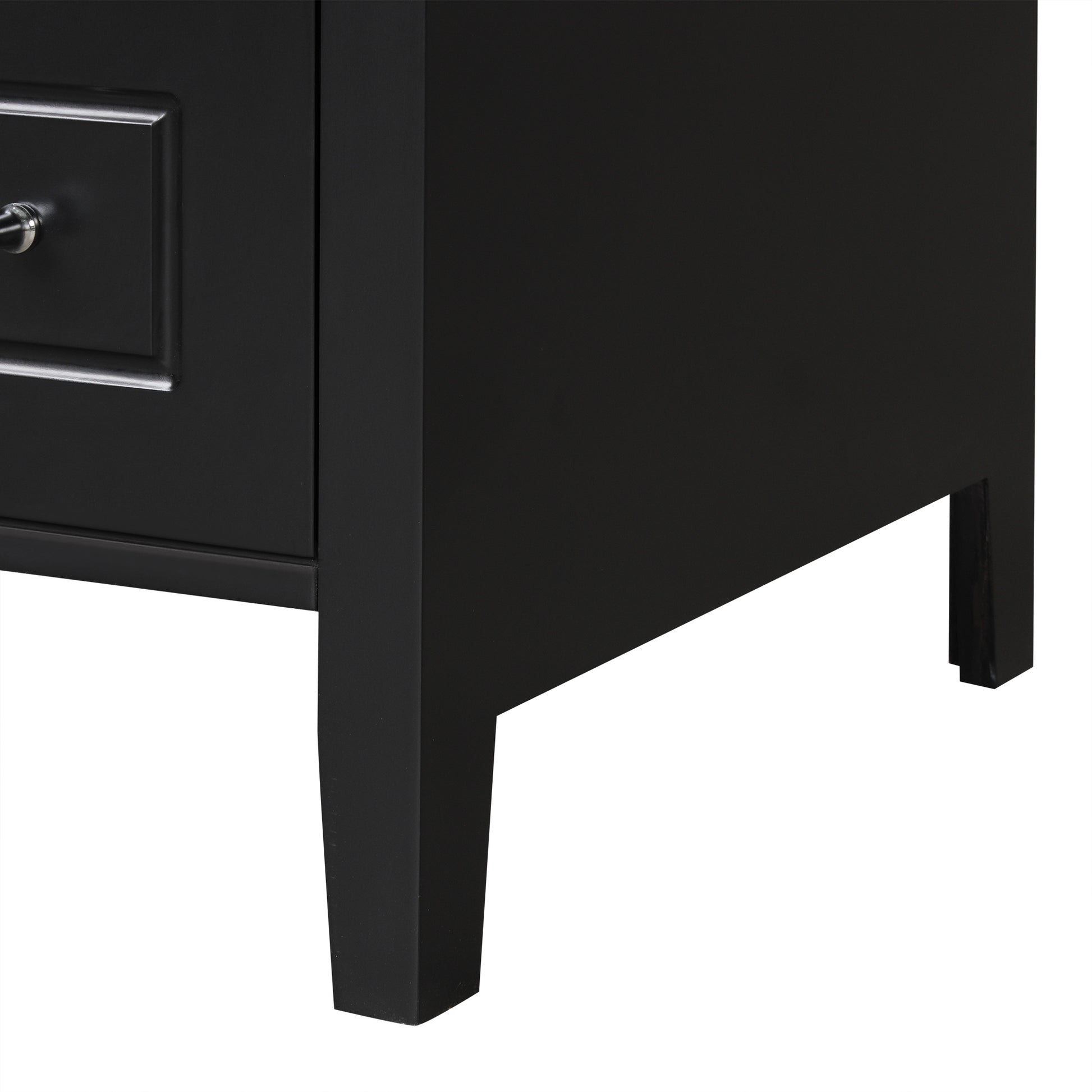 30" Bathroom Vanity With Sink, Bathroom Vanity Cabinet With Two Drawers And Door, Adjustable Shelf, Solid Wood And Mdf, Black Black Solid Wood Mdf