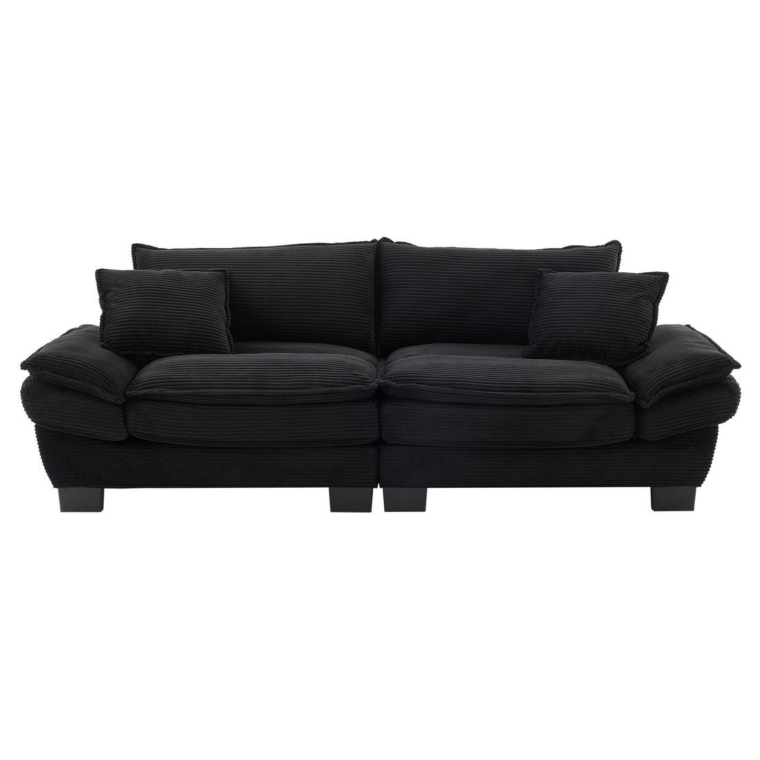 Corduroy Sofa Sleeper Couch Loveseat Sofa With Pillows Comfy Upholstered Deep Seat Sofa For Bedroom,Living Room,Apartment,Office,Dorm Black Corduroy Black Foam Upholstered 2 Seat