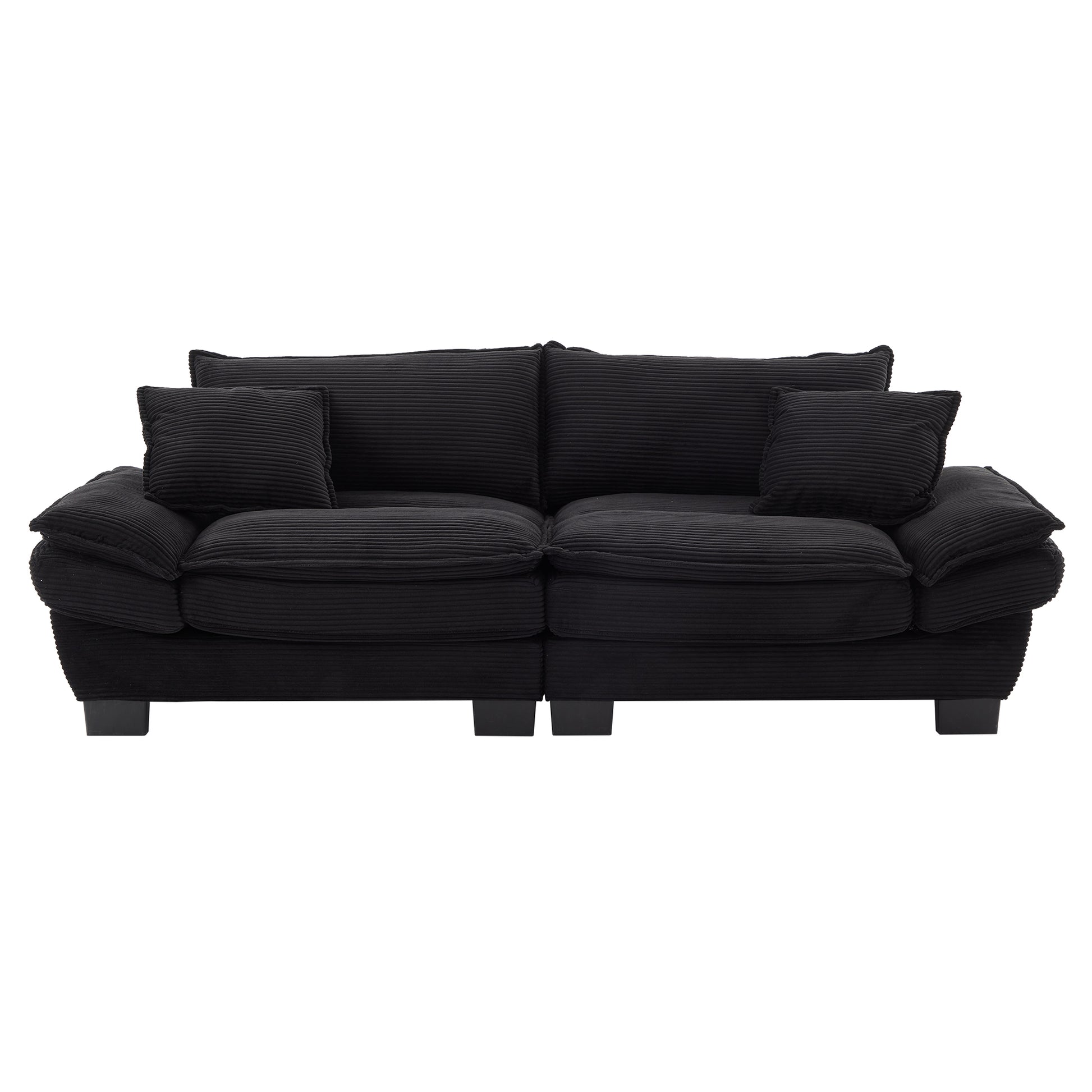 Corduroy Sofa Sleeper Couch Loveseat Sofa With Pillows Comfy Upholstered Deep Seat Sofa For Bedroom,Living Room,Apartment,Office,Dorm Black Corduroy Black Foam Upholstered 2 Seat