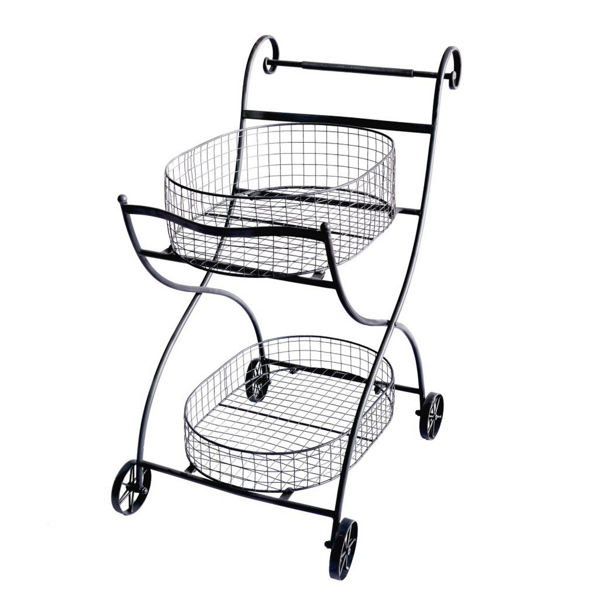 Well Designed Metal Utility Cart & Stand, Black Black Steel