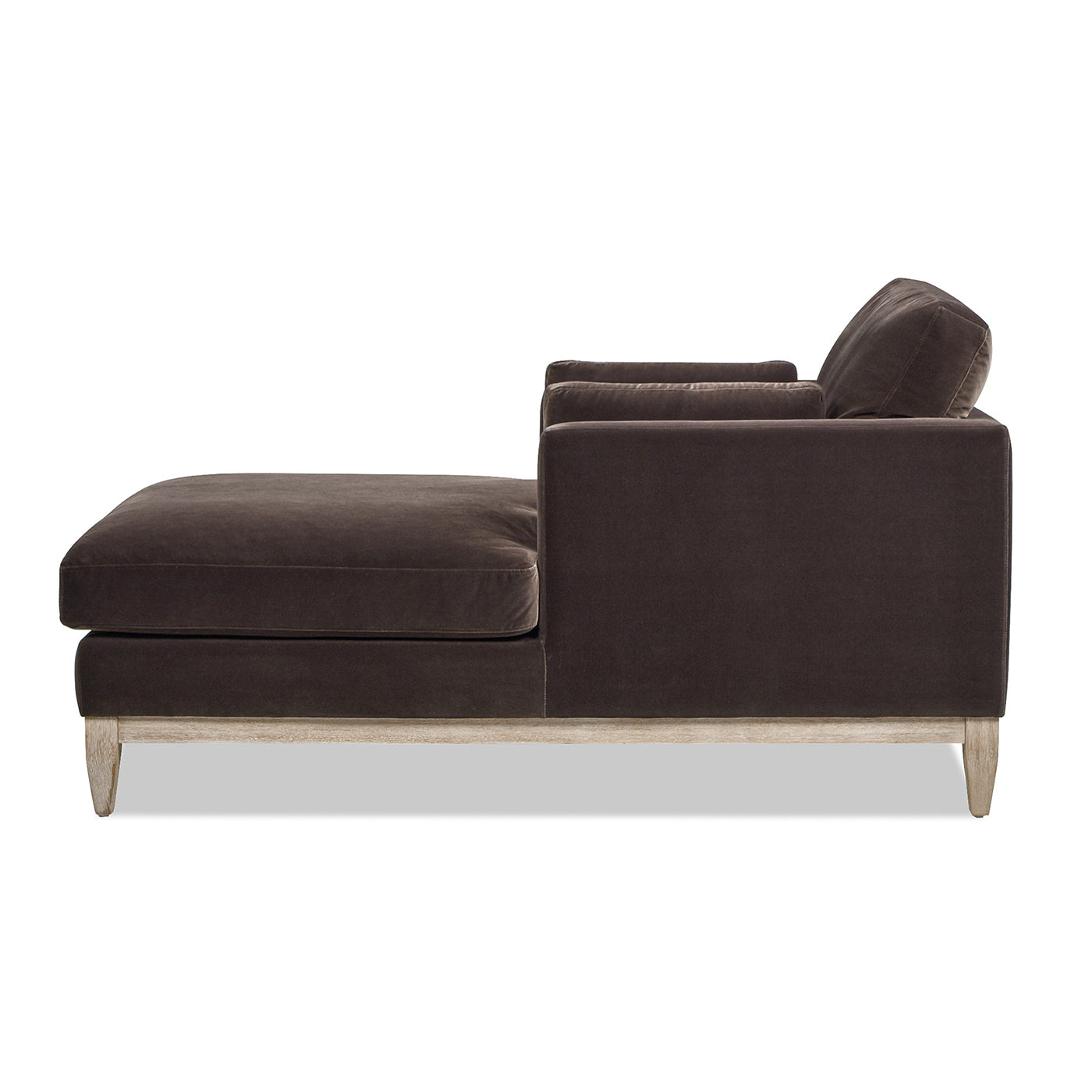 Knox 65" Modern Farmhouse Chaise Lounge Chair, Deep Brown Performance Velvet Brown Foam Velvet