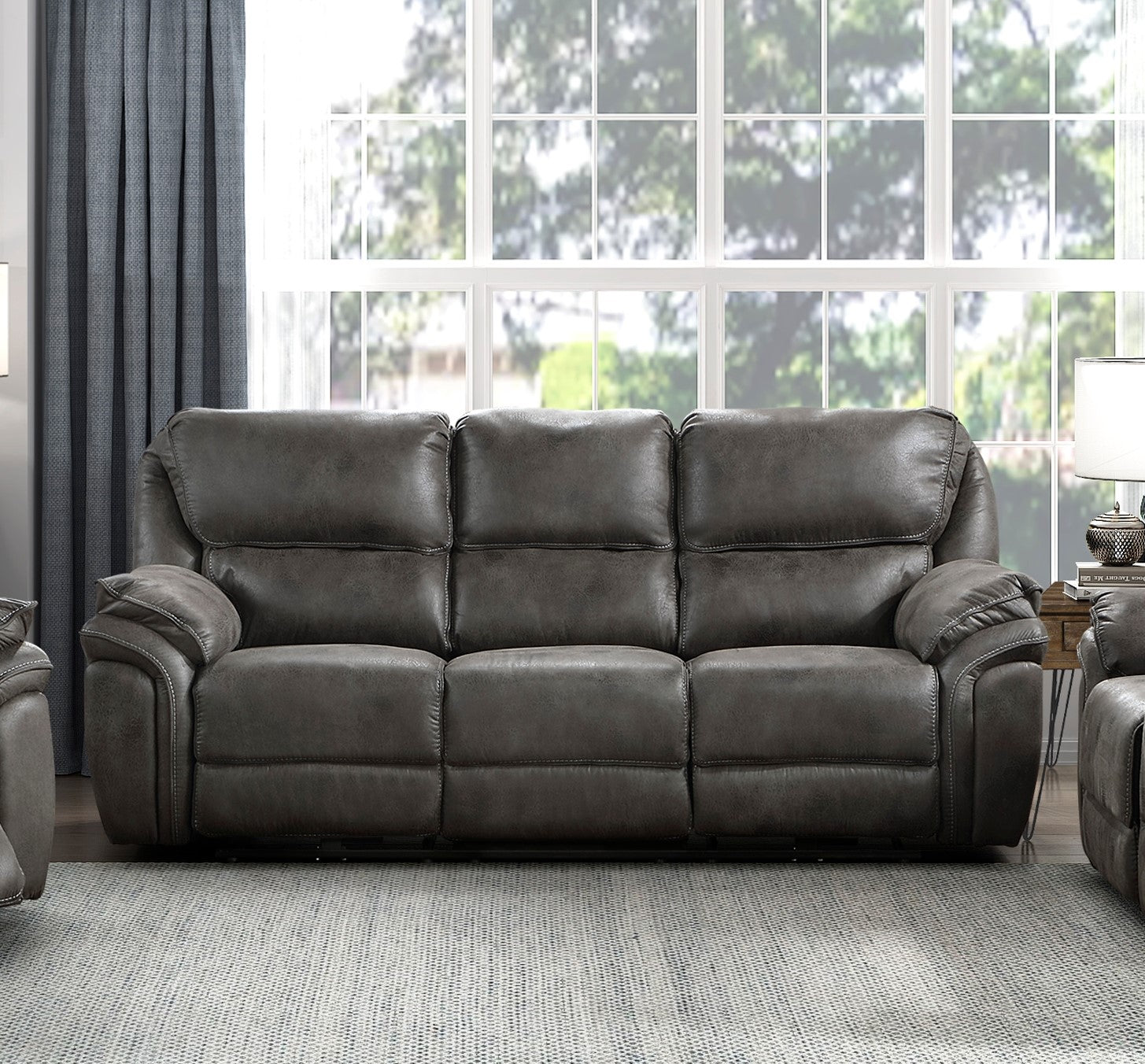 Plush Modern Living Room Sofa Set 3Pc Power Reclining Sofa Loveseat Chair Gray Microfiber Upholstery Usb Port Solid Wood Frame Furniture Gray Microfiber Wood Primary Living Space Modern Plywood,Solid Wood 6 Seat