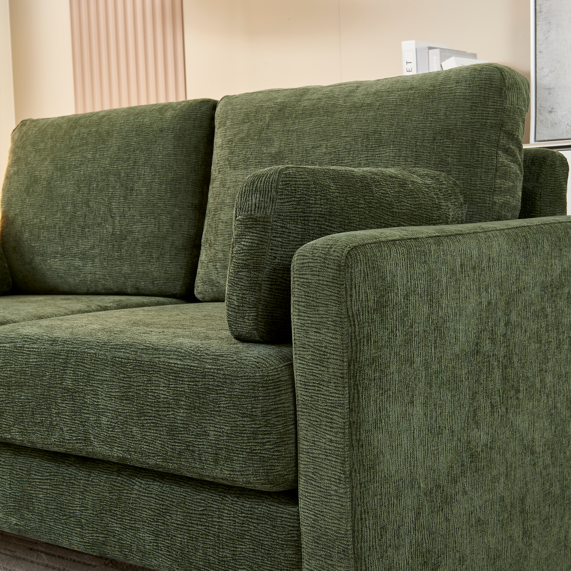 58.66" Small Modern Loveseat Sofa, Mid Century Chenille Fabric 2 Seat Couch Beautiful Seat With Back Cushions, Accent Sofa Couch For Living Room, Bedroom And Small Space Green Wood Foam Chenille 2 Seat