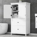 Bathroom Storage Cabinet, Cabinet With Two Doors And Drawers, Adjustable Shelf, Mdf Board, White White Mdf