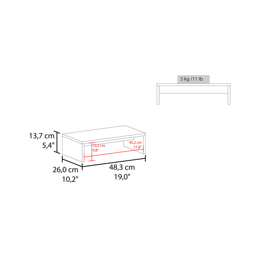 Monitor Stand Kent, Office, Black Black Desk Top Modern Open Storage Engineered Wood