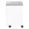 File Cabinet, Rolling Mobile, Storage Drawers, Printer Stand, Office, Work, White And Grey Cement Laminate, Contemporary, Modern White Particle Board